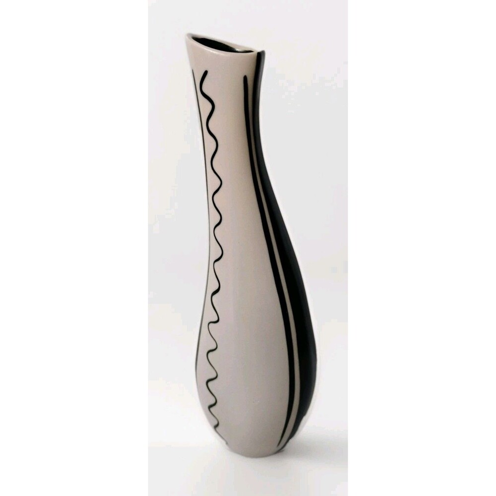 Wim Visser for De Sphinx 11" Asymmetric Vase Handpainted MCM 1950s Model 122 XES